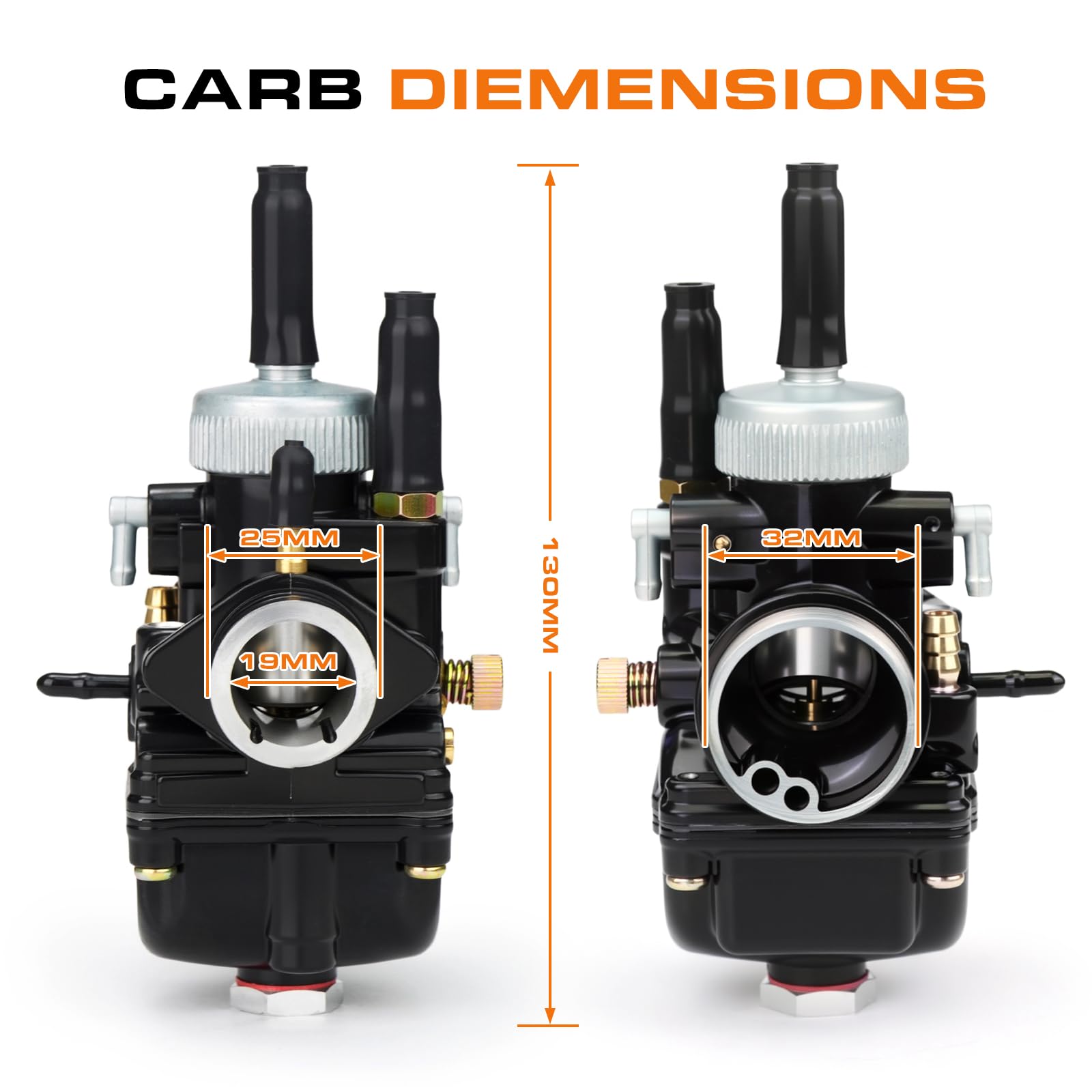 PHBG - Kit carburatore 19 DS, 20 getti principali 70-110, set di interruttori manuali per starter manuale, kit di tuning di ricambio per motori scooter e moto 2T, sistema di tuning per carburatore