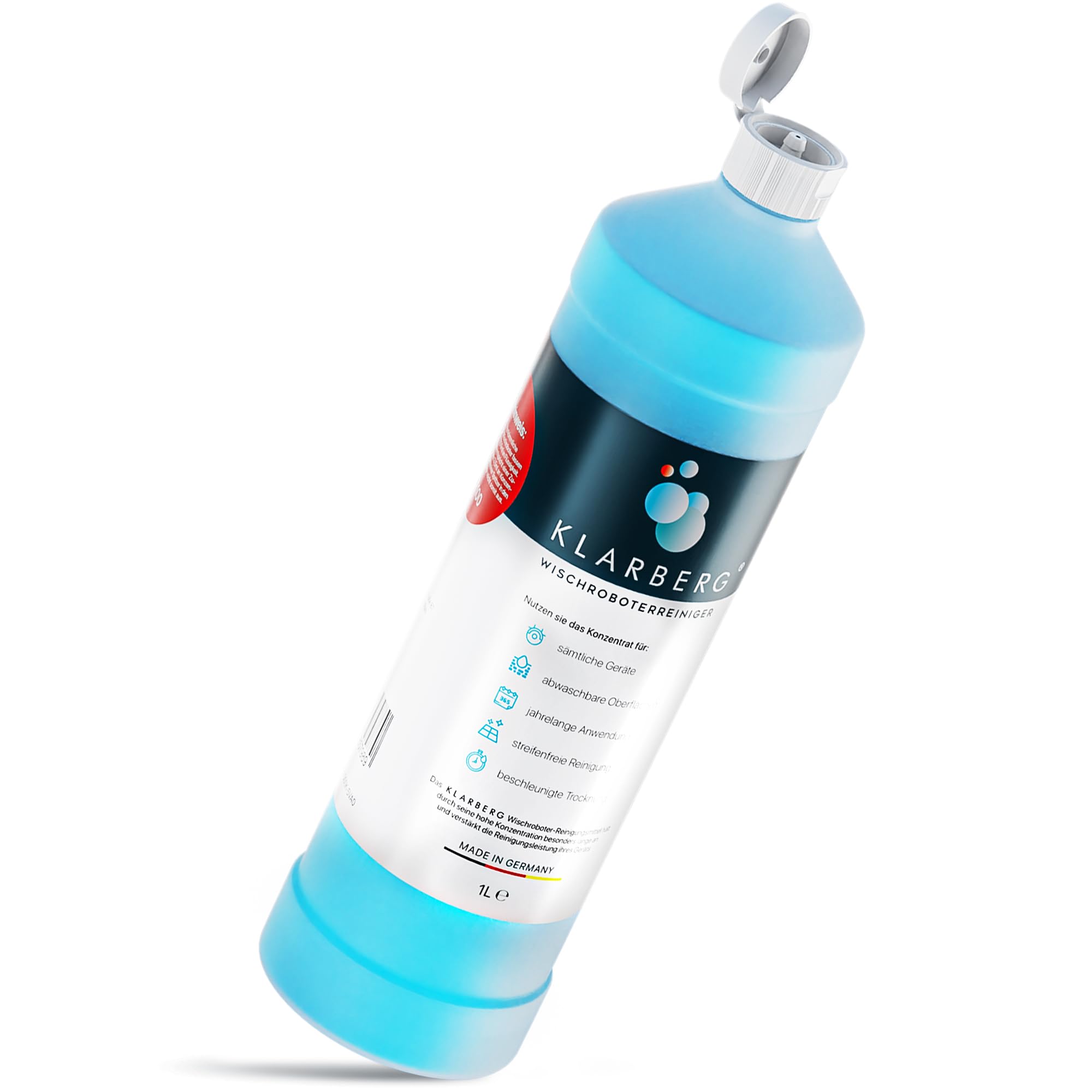 KLARBERG® 1L Bodenreiniger Wischroboter Reinigungsmittel Konzentrat 1:200 I Frischer Duft mit unserem Reinigungsmittel für Saugwischer I Das Saugroboter Reinigungsmittel reinigt Laminat, Fliesen uvm.