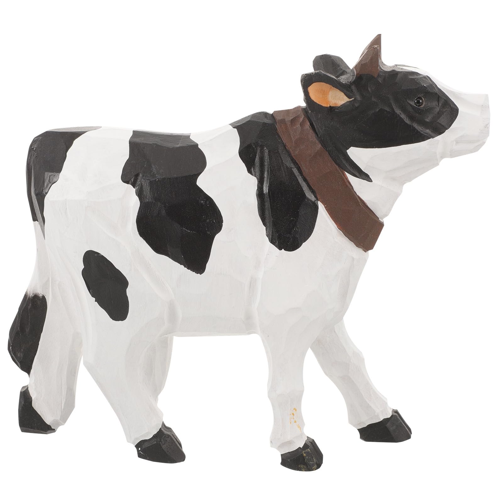 Figurine en bois de vache artisanale, ornement solide en bois naturel sculpté de qualité