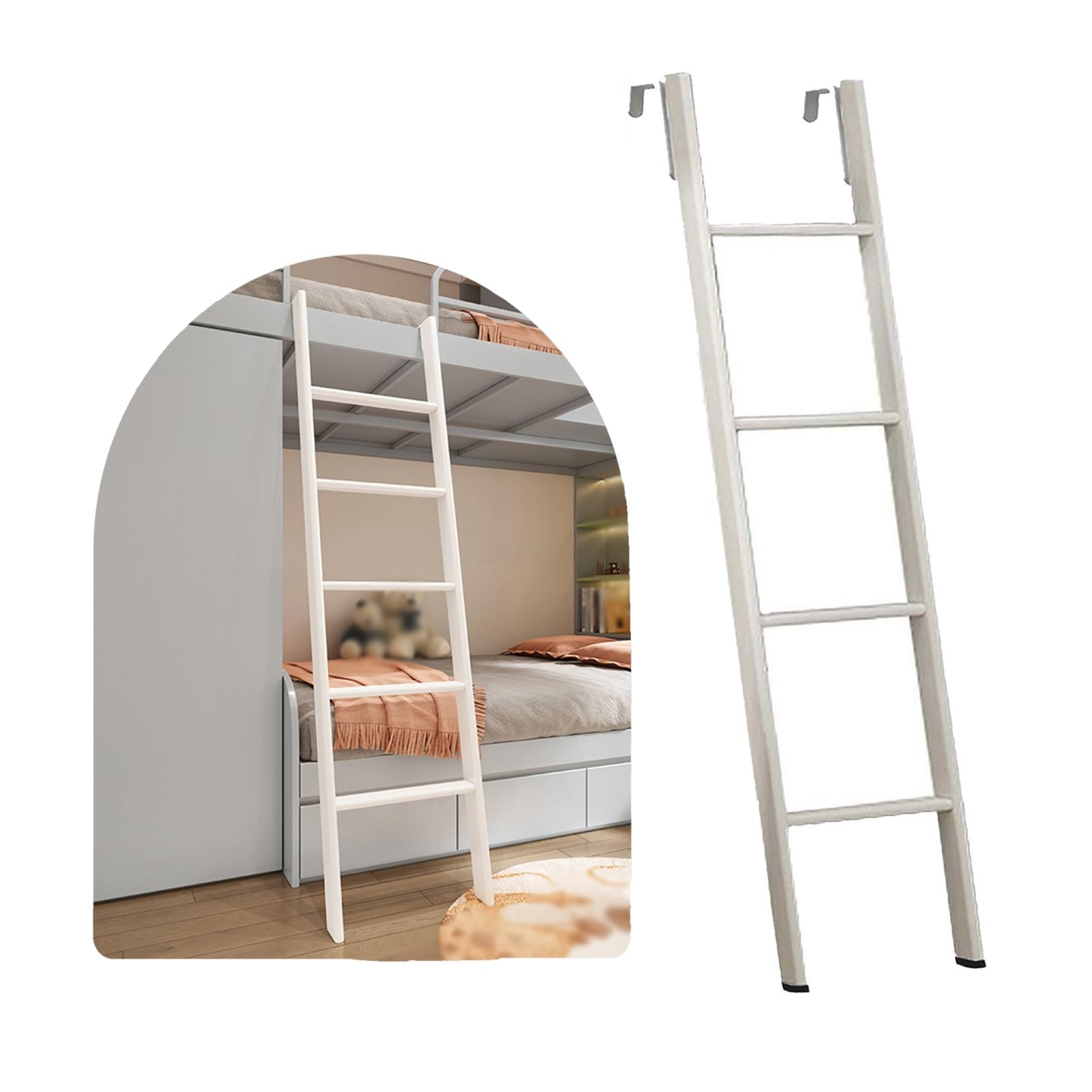 IEOWY Space Saving Metal Bunk Bed Ladder with Hook, RV Twin Bed Ladder/Short Climb Ladder Only, Twin Side Step Ladder for Caravan Cabinet Loft Dorm(116cm/45)