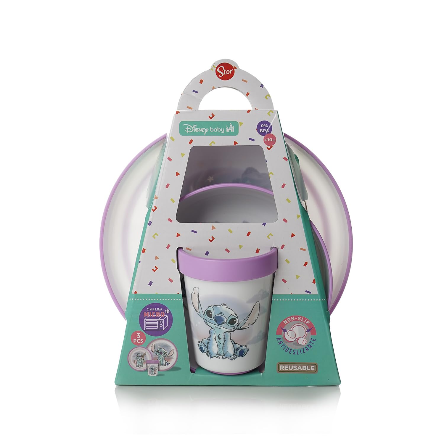 Disney Baby Lilo & Stitch - Complete Lilo and Stitch Set - Non-Slip Tableware - Microwave Safe - Perfect for Kids - Ages 10+ Months