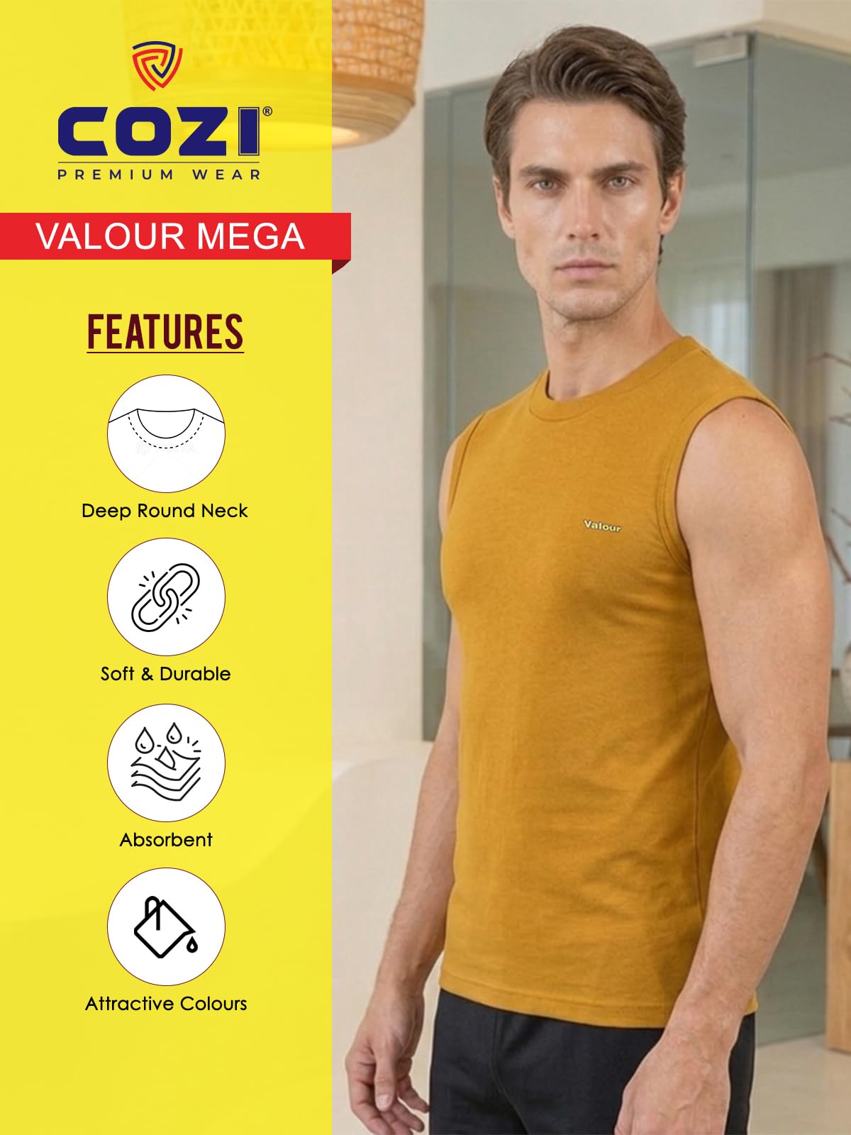 Lux Cozi Men's Cotton Vest (Pack of 3) (8904209872593_COZI_VLR_MEGA_COL_100_Assorted) (Color & Prints May Vary) 4