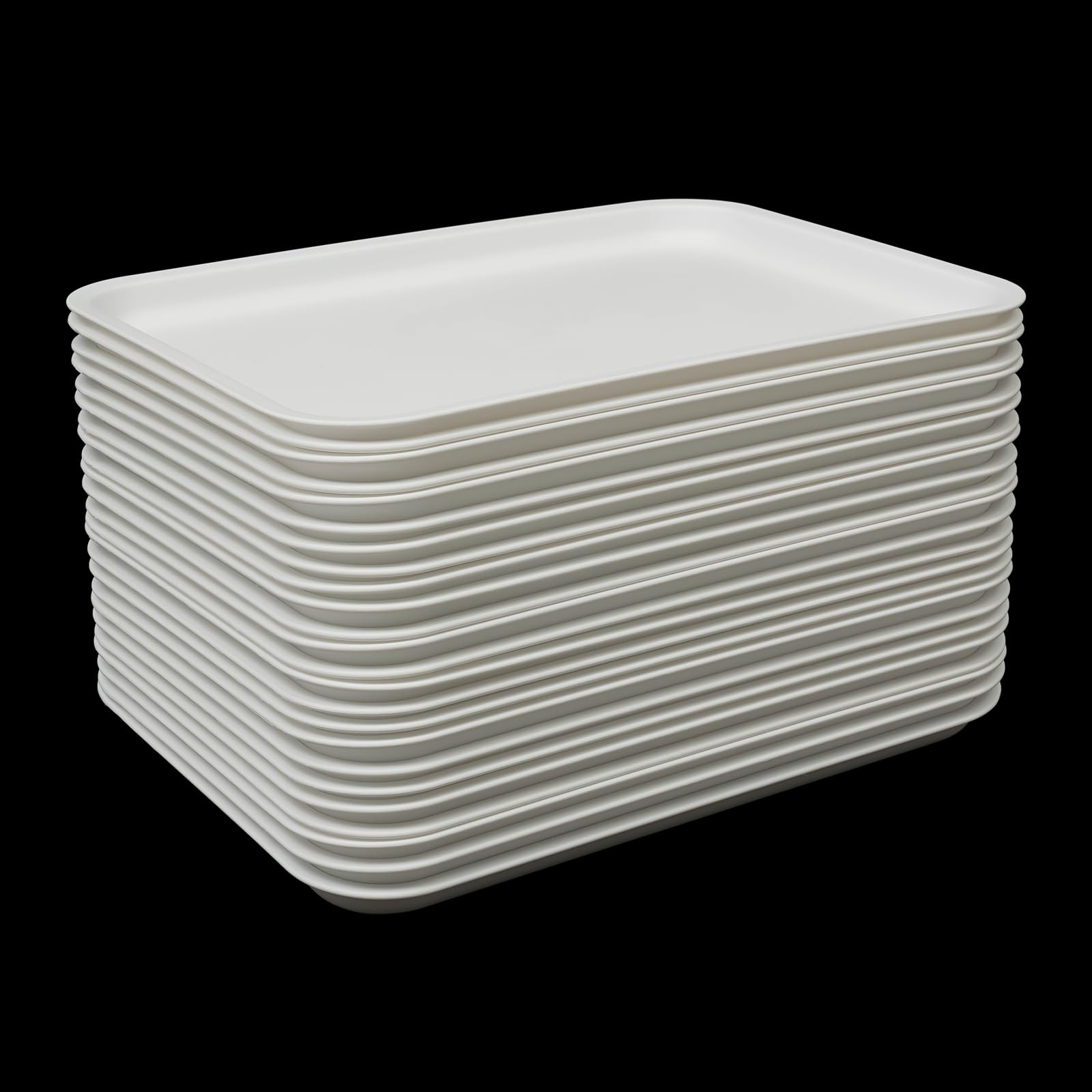 Set di vassoi rettangolari per fast food, vassoi da portata per ristoranti, caffetteria, in PP, 36 x 27 cm, impilabili, per cucina, sala da pranzo, 24 pezzi (bianco)