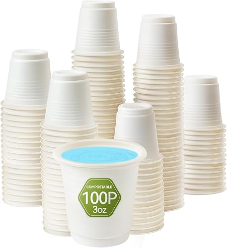 Vasos de baño desechables compostables de 3 oz 100P Enjuague bucal Vasos de papel de plástico ecológicos Biodegradables Enjuague de baño Medicina disponible en Yaxa Colombia