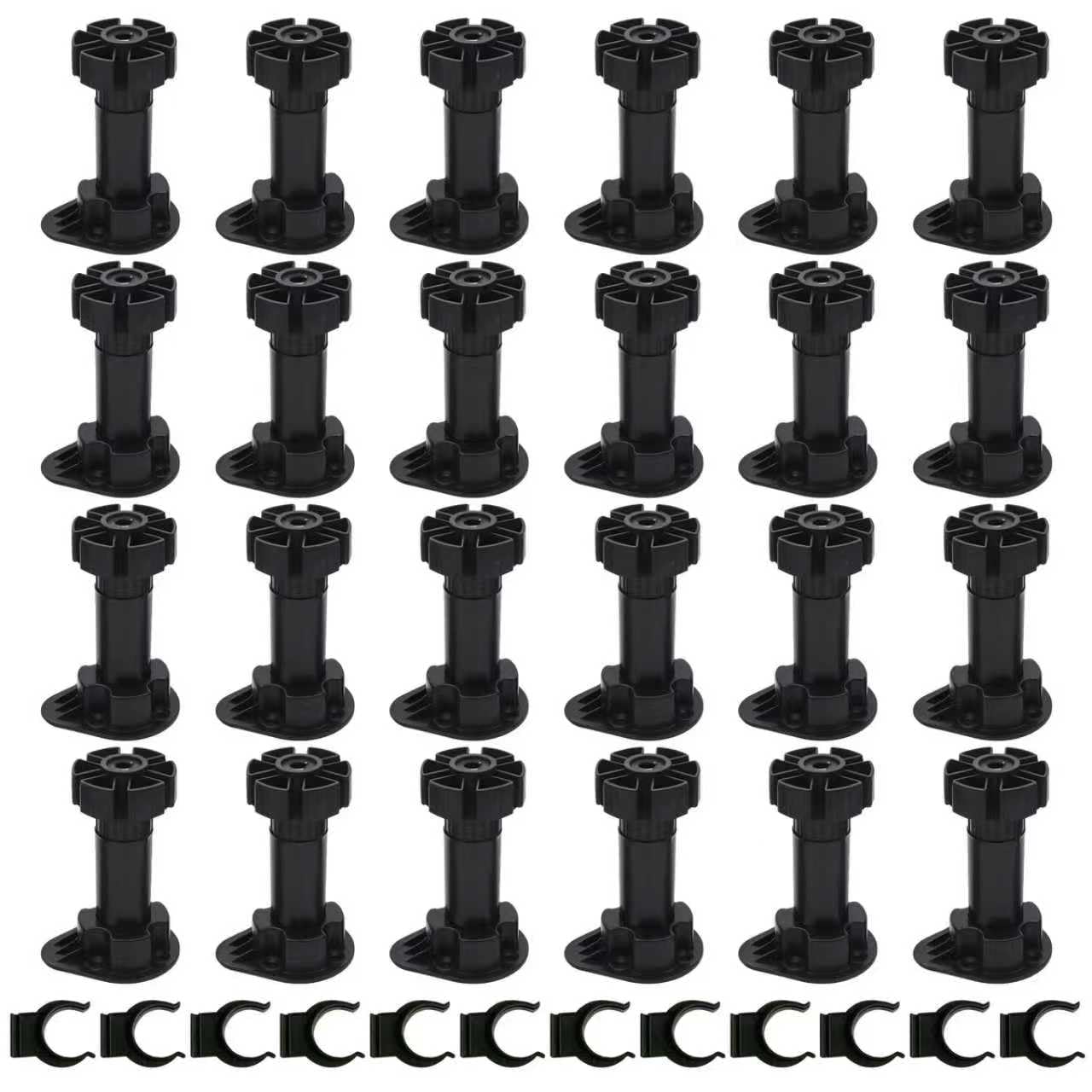 YAOJuSXing 24-Piece Set of Kitchen Cabinet Legs, Adjustable Furniture Legs with 12 Plinth Clips Adjustable Height From 80mm To 100mm Levelling Feet for Beds Sofas Coffee Tables And Bathroom Cabinets