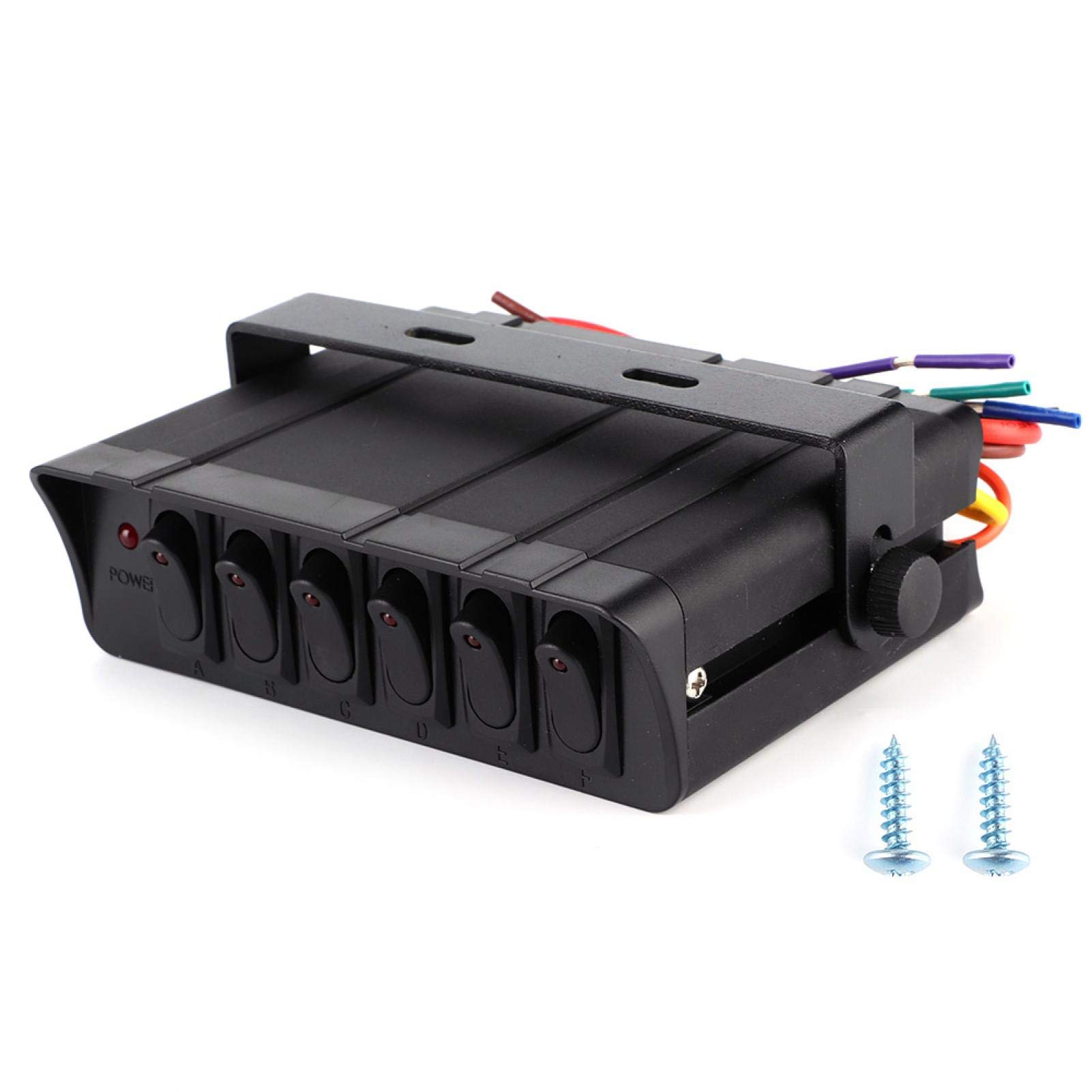 Caja de interruptor basculante, controlador universal de caja de interruptor basculante de 6 unidades 12-24 V, luz roja 3P para vehículos recreativos, barcos, yates