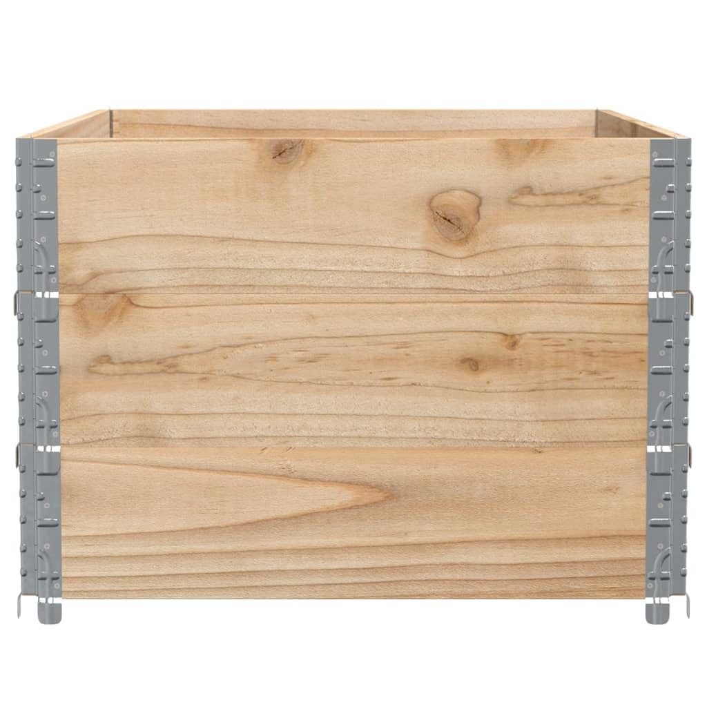 Telaio per pallet, 3 pezzi, 120 x 80 cm, in legno massello di pino, impilabile e pieghevole, con angoli in metallo zincato, per magazzini, logistica, spedizione e sicurezza del carico