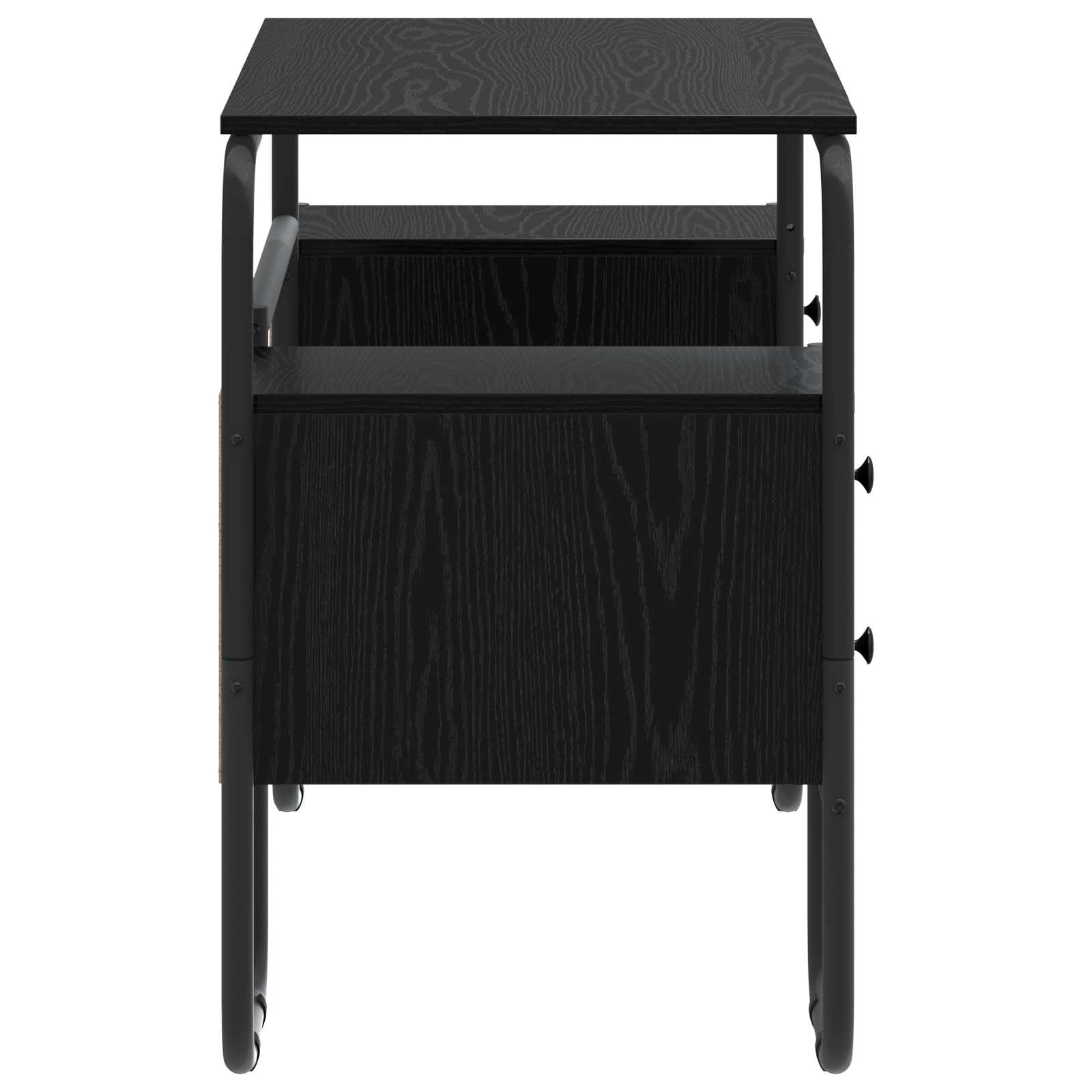 Scrivania con cassetti, colore nero, effetto rovere, 145 x