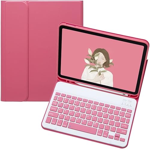 Miniatura 8 de Funda para iPad de 9, 8, 7 generación, 10.2 pulgadas, iPad Air 3 Pro de 10.5 pulgadas, lindo teclado de color, funda de teclado Bluetooth