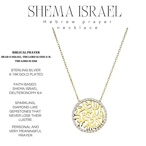 Miniatura 2 de Hebrew Shema Israel Prayer Pendant for Women and Girls 925 Sterling Silver