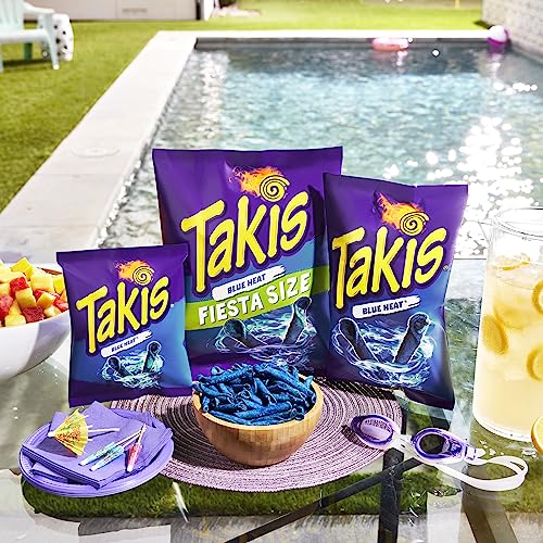Takis Blue Heat Rolled Tortilla Chips, Hot Chili Pepper Artificially Flavored, Multipack Box With 14 Bags Of 9.9 Ounces, Net Weight Of 8 Pounds 10.6 Ounces #TOP3