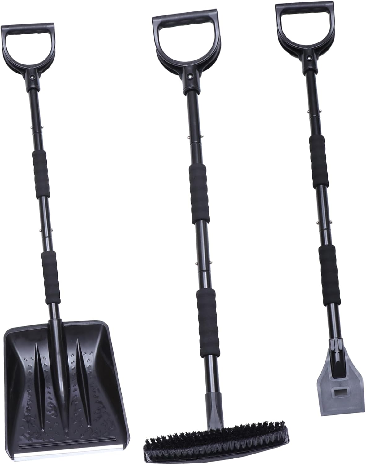 Sosoport 1Set Detachable Snow Brush Shovel for Trucks Roofs Expandable Ice Scraper Tool Kit with Material Heads for Snow Removal