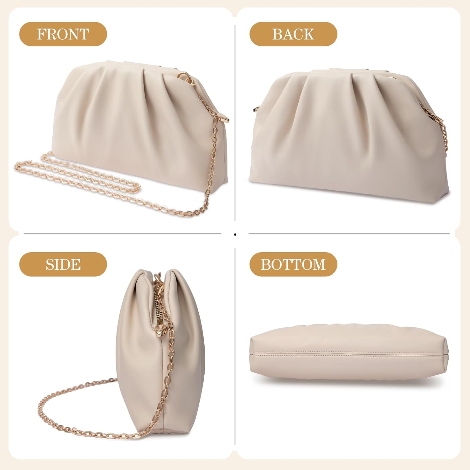 lovyoCoCo Clutch Purse for Women Soft Pleated PU Wedding Clutch, Elegant Evening Bag for Galas, Proms,Cocktail Parties - Image 7