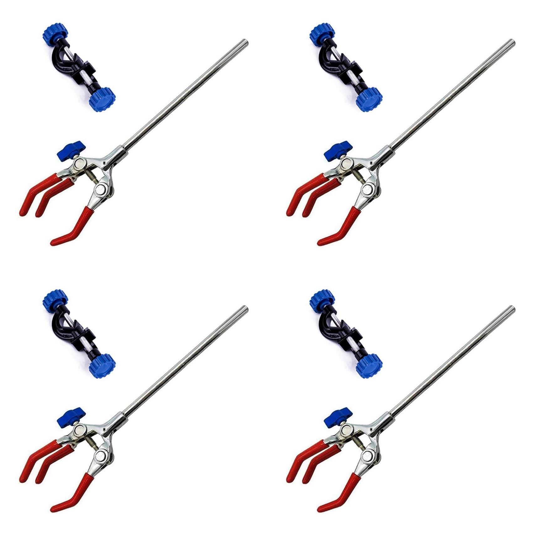 Jnchdghwa Black & Silver 4X Lab Clamp 3 Prong Finger Adjust Jaw With Scientific Extension Adjustable Black Laboratory Stand Clip