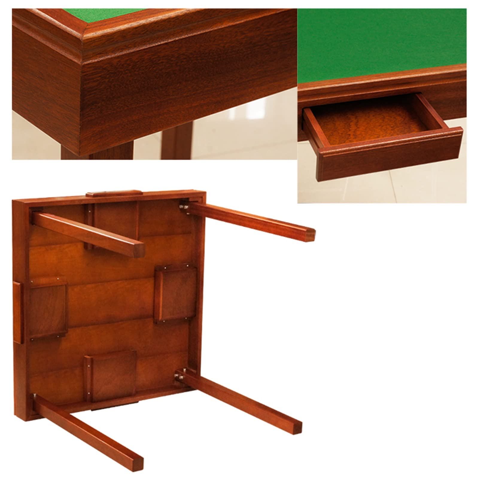 Tavolo Mahjong con 4 gambe e cassetti, design in legno massello, include piastrelle Mah Jong da 39 mm, perfetto per serate di gioco in famiglia e riunioni