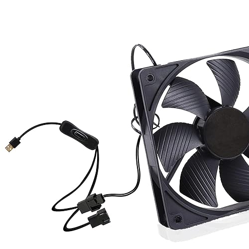 Miniatura 4 de Paquete de 2 cables adaptadores de alimentación con interruptor de ventilador dual de 4 pines a USB, 1 a 2 vías, divisor USB a 4PIN 3PIN PWM 5v