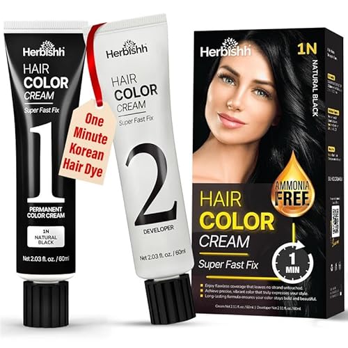 Herbishh Korean Hair Dye Kit, Natural Black, 2.03 fl oz