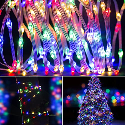 Outdoor LED Christmas Lights, Quntis 82FT 500 LEDs Waterproof Christmas String Lights Decoration, Ultra Bright Indoor Xmas Rope Fairy Lights with 8 Modes & Memory Function, Multicolor