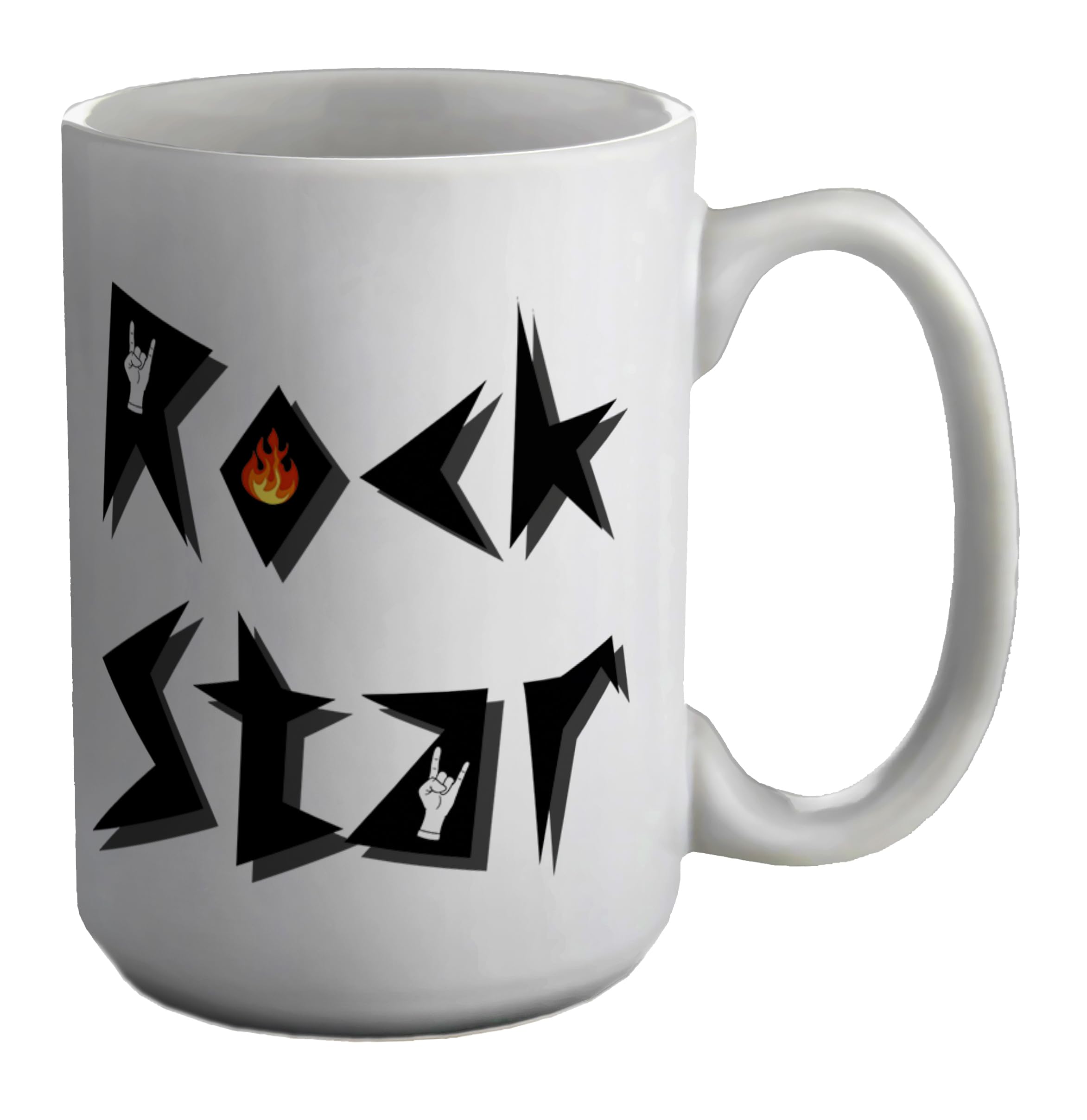 Shopagift Rock Star Mug Drums Guitar Rock n Roll Heavy Metal White 15oz Large Ceramic Cup