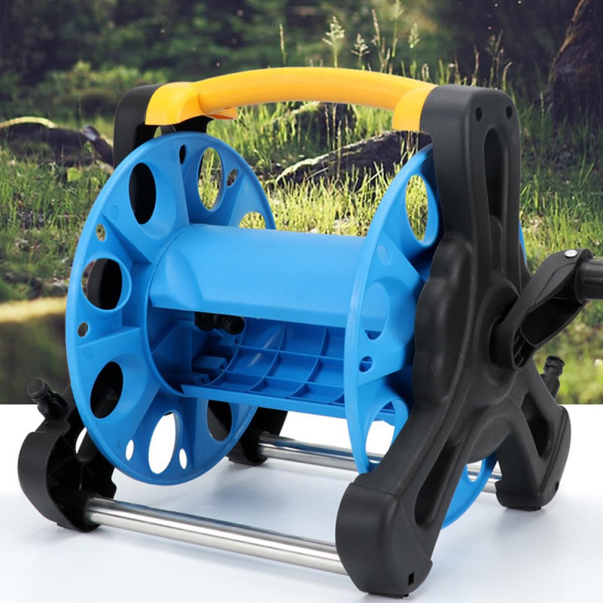 SHINEOFI Carrete de Manguera Independiente Azul para Jardín Material Pp Resistente al Desgaste y Diseño Que Previene Enredos, Adecuado para Patio y Almacenamiento