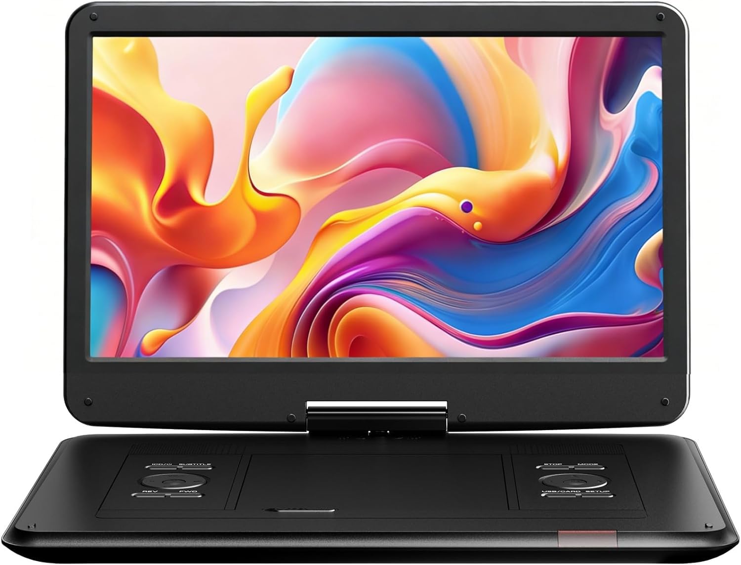 Yoton 17,5-Zoll Tragbarer DVD-Player mit 15,6-Zoll HD-Drehbildschirm, 6h Akkulaufzeit, Dualen Stereo-Lautsprechern, Regionscodefrei, SD/USB-kompatibel, TV/Beamer-Anschluss