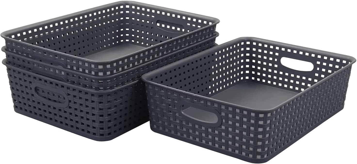 4-Pack Plastic Storage Tray, Office Paper Storage Tray
