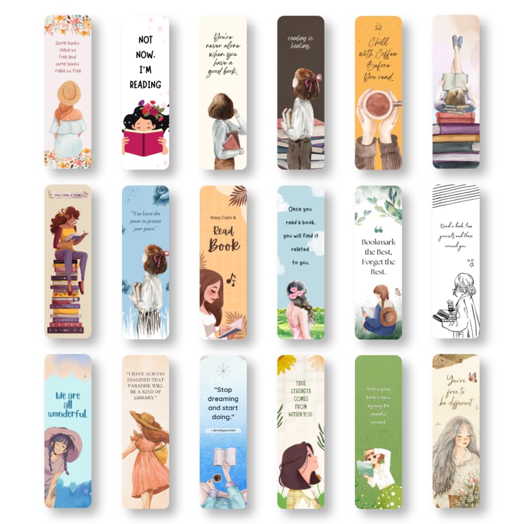 Aesthetic Bookmark for Books | 6 x 2 Inch | 300 GSM Thick Paper | Attractive Designs & Colors | Lightweight Reading Accessory for Students, Book Lovers & Readers-image-48