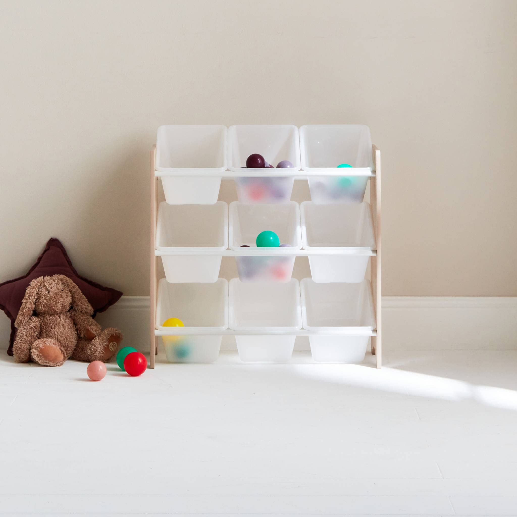 Alice's Home - Meuble de Rangement pour Enfant avec 9 casiers - Tobias - MDF décor Bois Naturel. 64x29.5x60cm