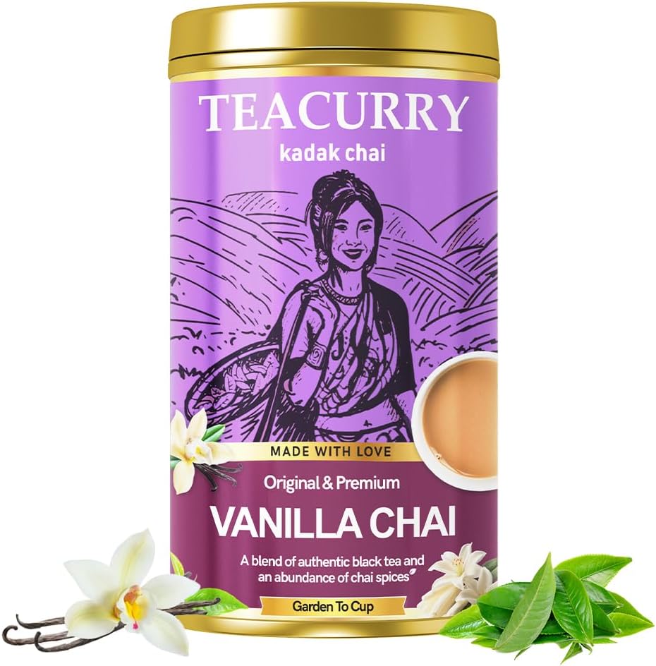 TEACURRY Vanilla Chai (100 Grams, 50 Cups) - Vanilla blended with Assam Black Tea - 100% Natural Flavoured Tea with Real Ingredients | Refreshing & Tasteful Flavor