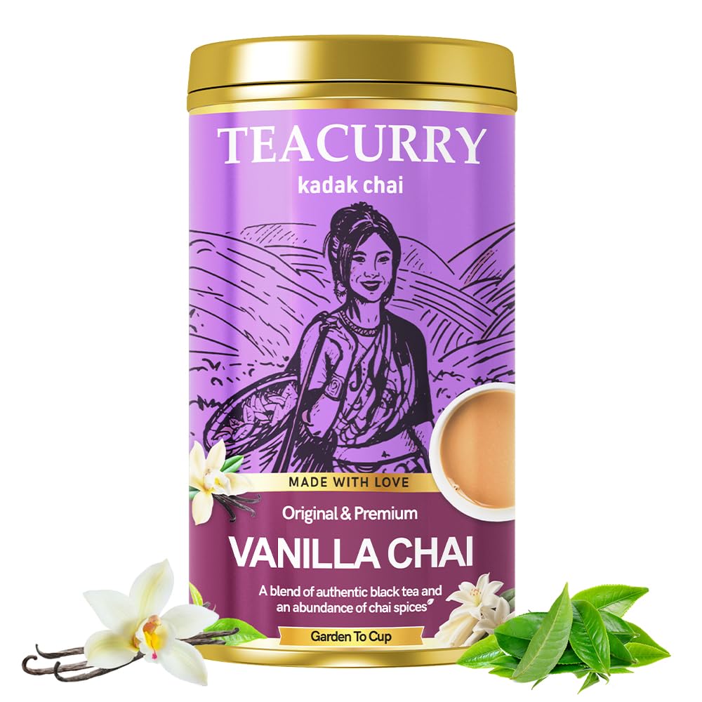 Just Vedic Vanilla Chai Tea (100 Grams, 50 Cups) - Helps with Calmness and Sugar Craving - Vanilla Tea Leaves-picture-15