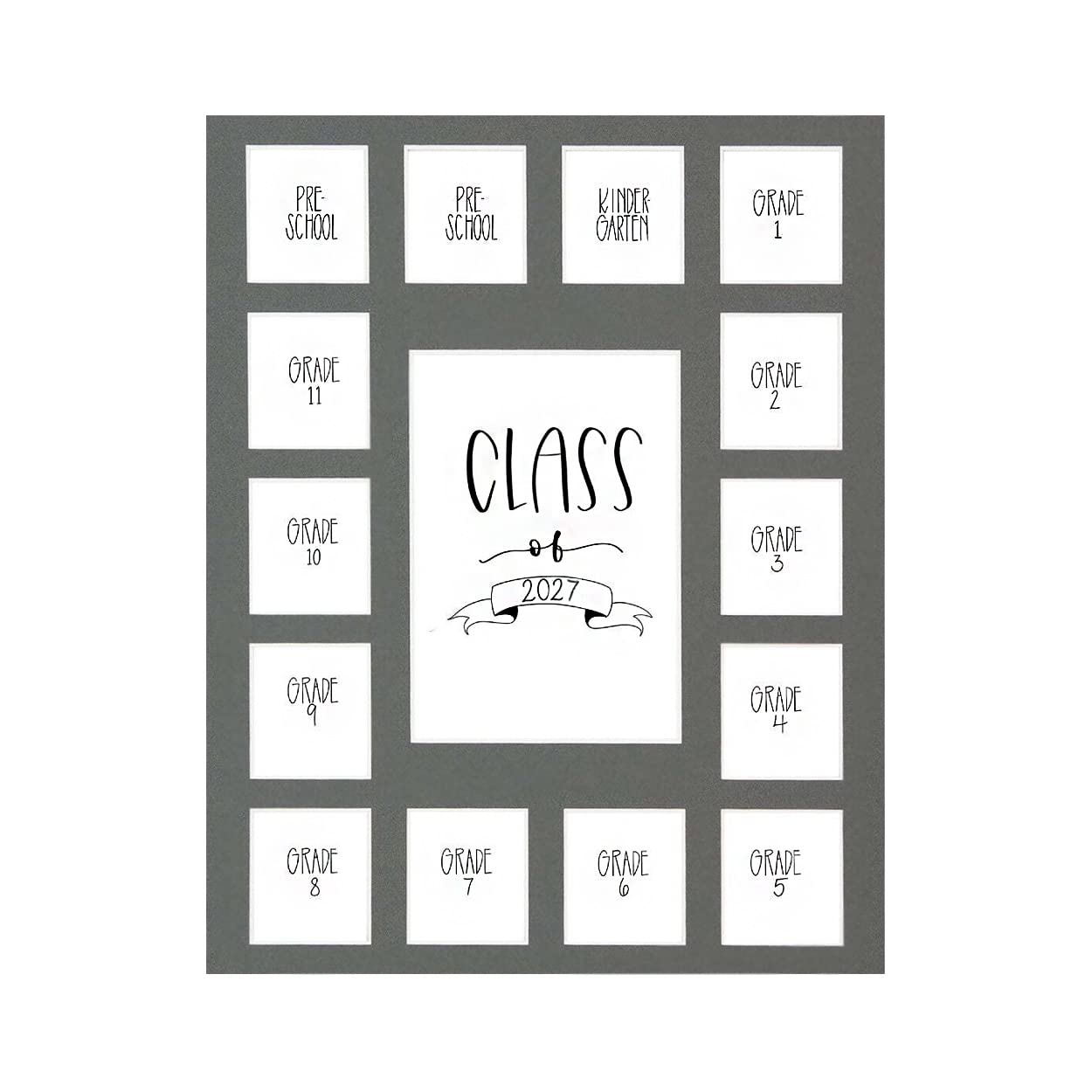 Rustic Red Door Grey Class of 2027 School Years Picture Mat (11' x 14') - 15 Photo Spaces - No Frame Included