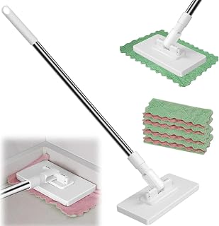 Fregona Antipolvo Desechable, 2025 New Fregona Antipolvo Desechable Con 4 Paños Reutilizables, 39" Long Handle Wet and Dry Mopping Sweeper Stick 360 Adjust with Locking Head & Sweeping Cloths