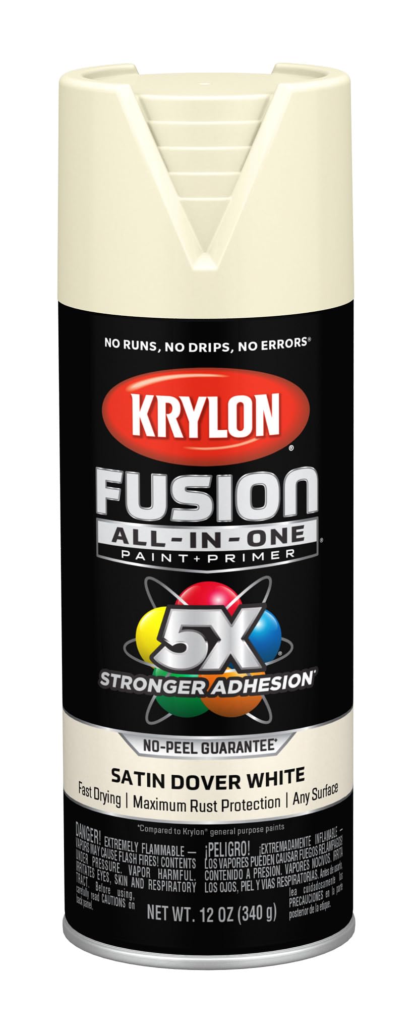 Krylon Fusion All-In-One Adhesive Spray Paint for Indoor/Outdoor Use, 12 oz, Dover White
