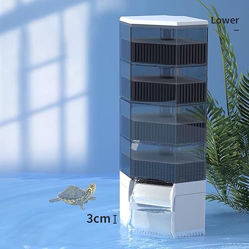 Miniatura 7 de Filtro de tanque de peces de tortuga, filtro de cascada de bajo nivel para acuarios, tortugas de tanque de peces, filtro de tortuga de 4 capas