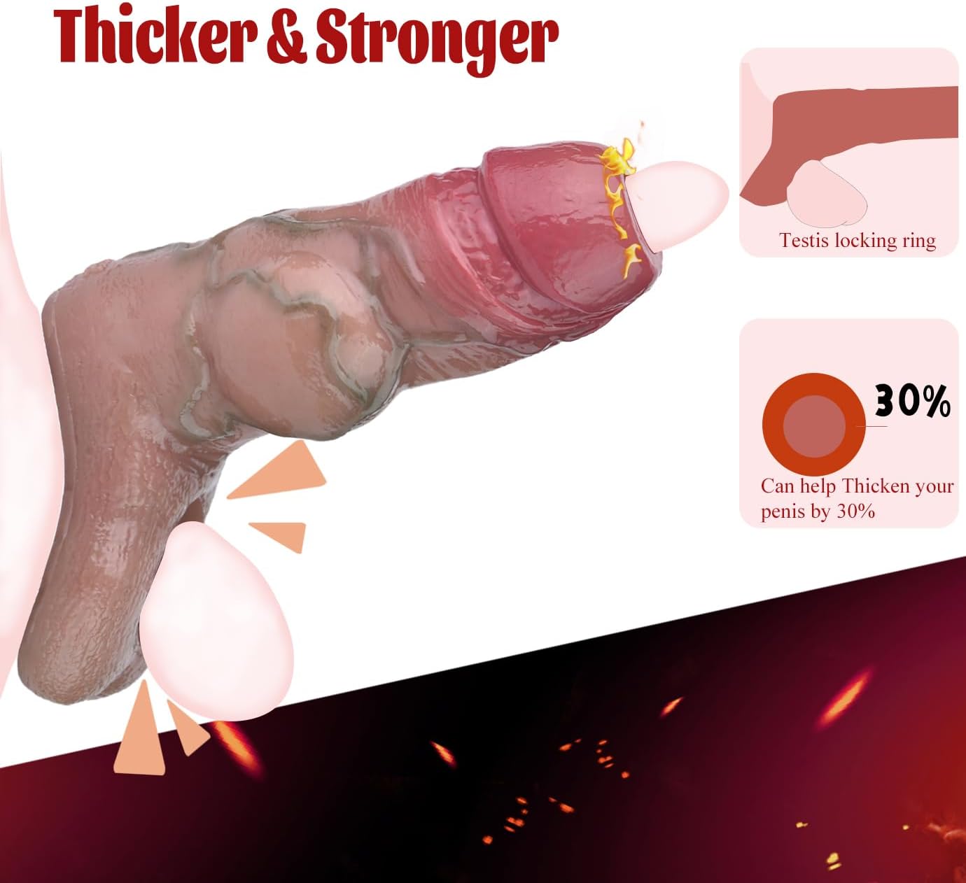 Reusable Soft Penis Sleeve with Cock Ring Couples Sex Toy,Men Stronger Dildo Sheath with Wolf Dildo Knots,Adult Couples Game Enlargement Thick Girth (Flesh)