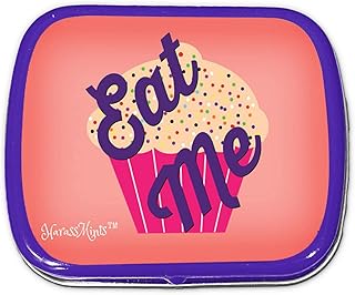 Eat Me Mints – Cupcake design mint tin – Novelty candy for women – Chocolate Breath Mints, sugar-free
