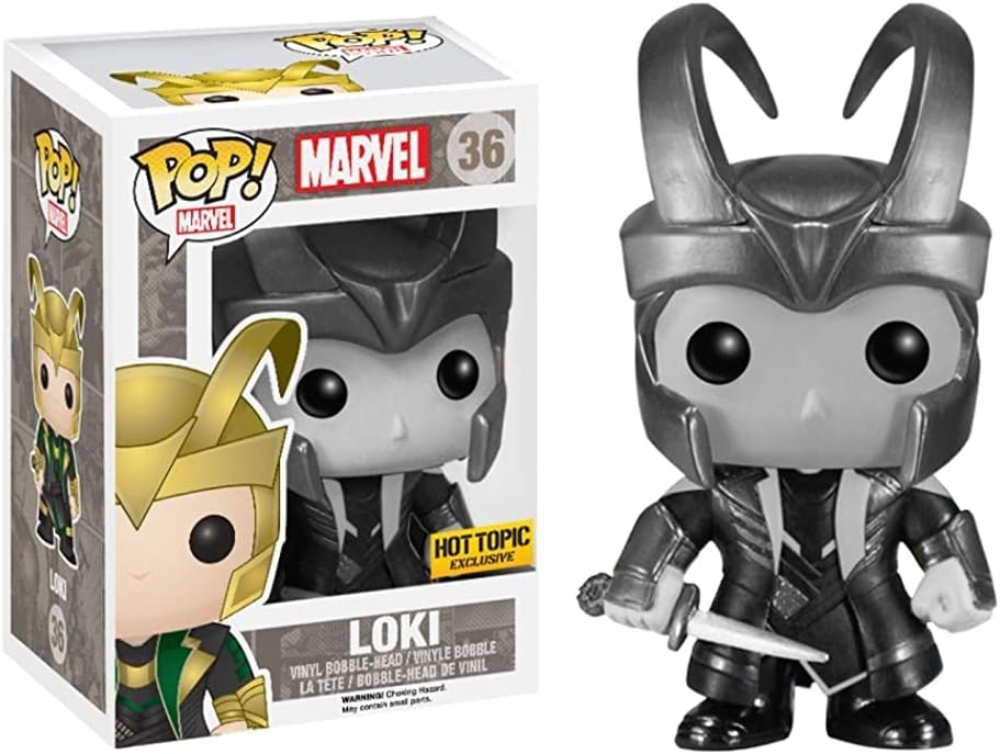 Pop! Marvel Black/white Loki with Helmet Figure #36 HOT Topic Exclusive