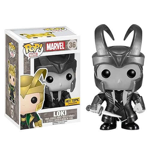 5Star-Td Funko Pop! Marvel Black/White Loki With Helmet Figure #36 Hot Topic Exclusive