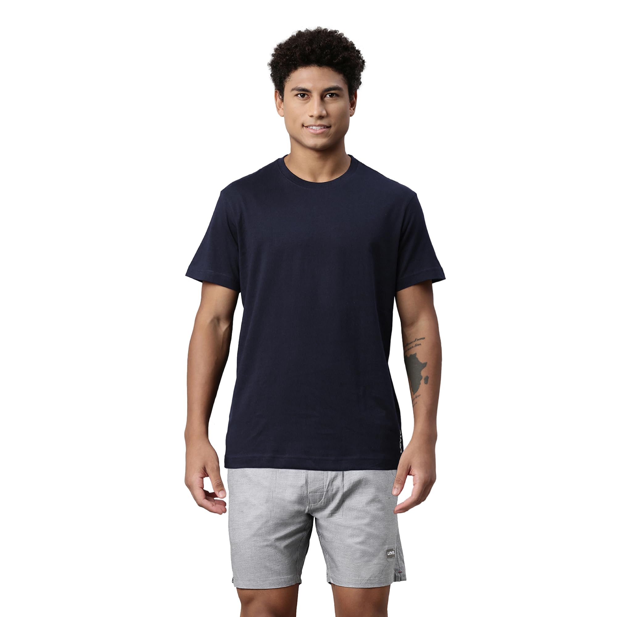 levi's Men’s Regular Fit 100% Cotton Round Neck Half Sleeve Tshirt with Solid Boxer Shorts | Loungewear Set-picture-39