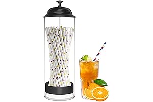 Straw Holder, Reusable Acrylic Plastic Straw Dispenser Black