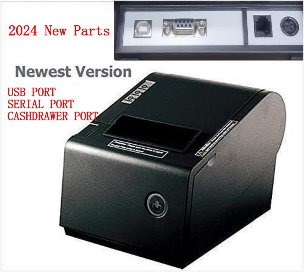 pbm GP-80250 ivn P-822D USB ONLY Thermal Receipt Printer, Cashdrawer Port,USB and Serial Port, AUTO Cut, Supports ESC/POS Star Commands, Compatible with EPSON Star Micronics, 1, Black