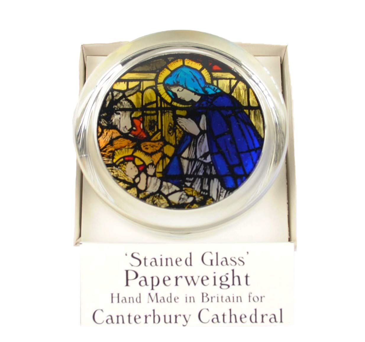 Winged Heart Presented By Celtic Glass Designs Green Decorative Hand Painted Stained Glass Paperweight In A Madonna & Child Design.
