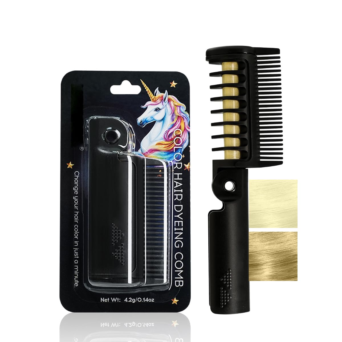 BEUKING Temporary Color Hair Dyeing Comb, Disposable Folding Hair Dye Comb, Washable Highly Pigmented Easy to Dye for Halloween Christmas Festivals DIY Party