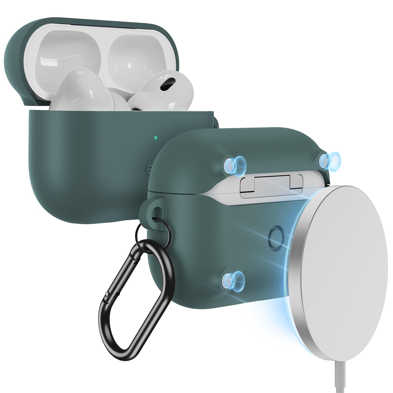 Sponsored Ad – for AirPods Pro 2 Case (USB-C/Lightning Cable), Compatible with AirPods Pro Case (2023/2022/2019, 2nd/1st Gen), Compatible with MagSafe, Full Drop Protection, Cloud Series, Green