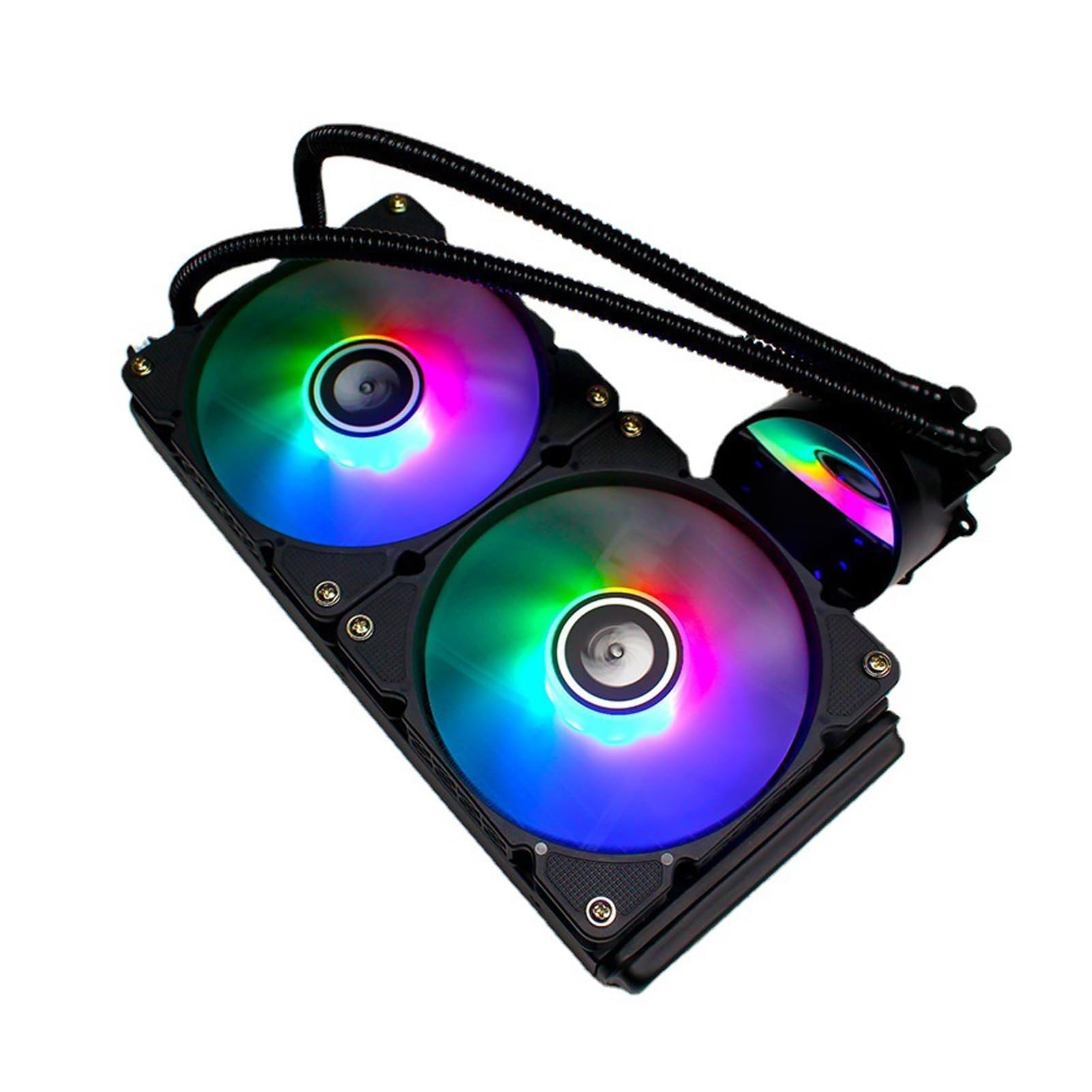 Ausla Dispositivo di Raffreddamento a Liquido per CPU, Doppie Ventole ARGB da 120 Mm, Raffreddamento Efficiente per CPU 115X 1200, AM4, AM5