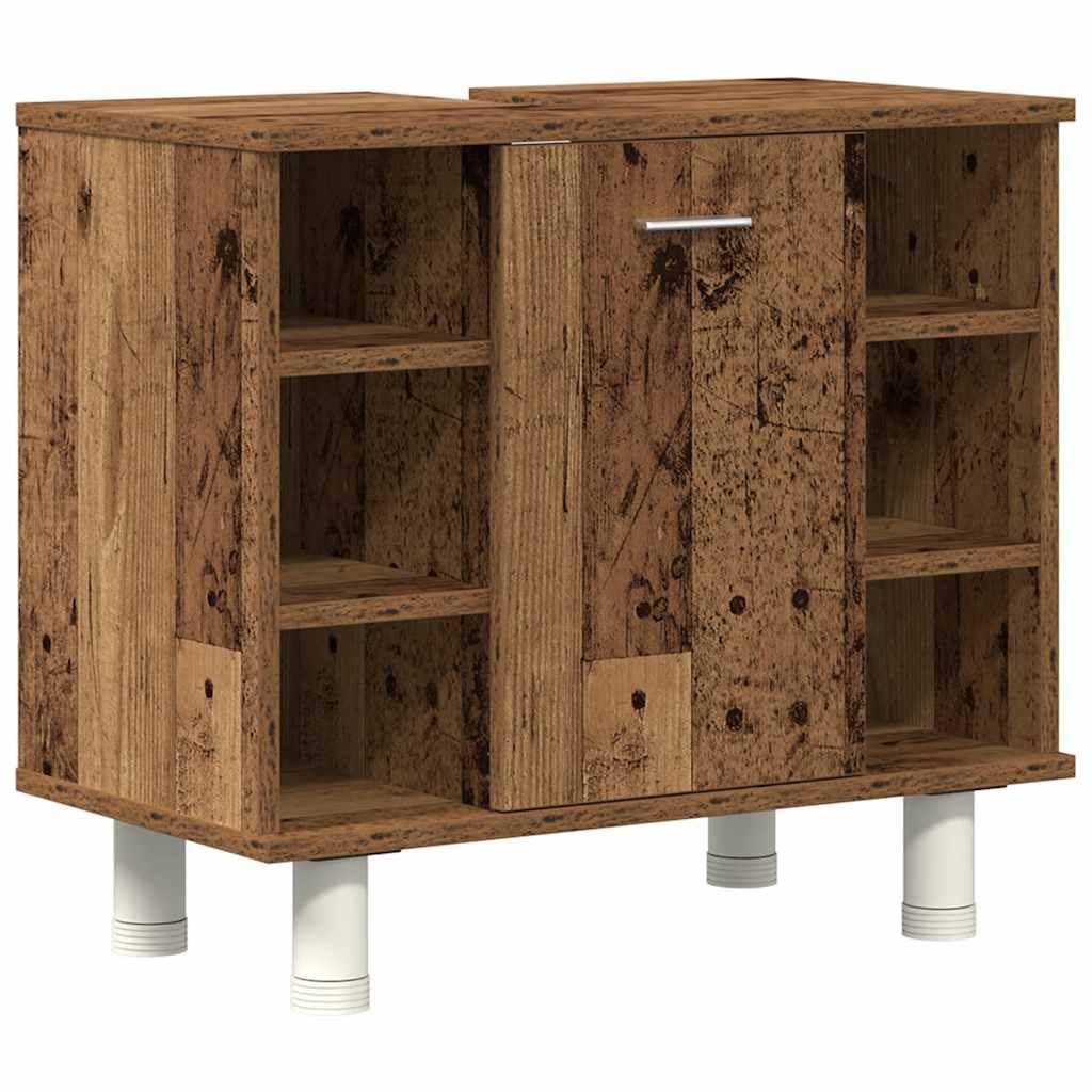Set Mobili da Bagno 3 Pezzi in Legno Multistrato Effetto Antico | Arredo completo per stanza da bagno con specchiera e mobili contenitori salvaspazio per organizzare ogni accessorio.