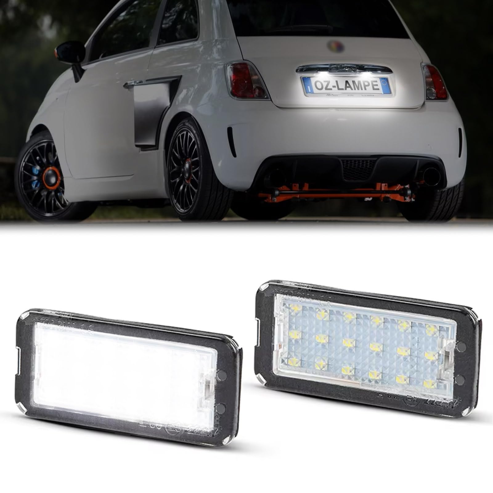 LED Number Plate Light for Fiat 500 500C, 2Pcs Number Plate Lights Bulbs, Canbus design Error free LED Rear License Plate Lights