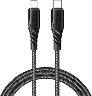 PD Type-C to Lightning Super Fast Charging Cable Mcdodo Charge Cord Nylon Braided Sync Charge USB Data 4FT Cable Compatible iPhone (Black, 4FT/1.2M)