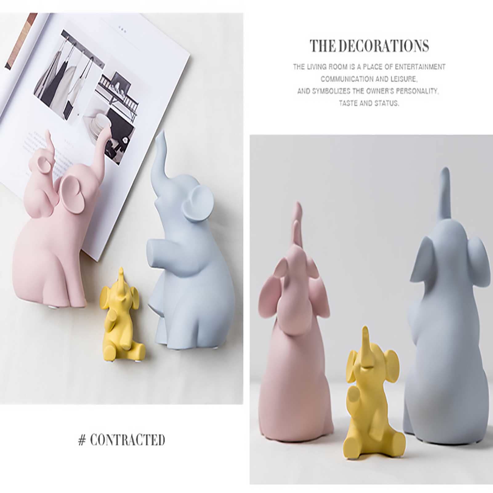 Statua Ceramica Elefante, Scultura Astratta Moderna in Ceramica Decorativa per l'arredamento della scrivania della libreria dell'ufficio Domestico - Perfetta Decorazione per la casa