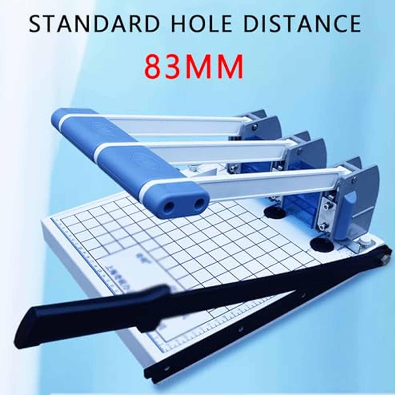 ERICAT Perforatrice Manuale a 3 Fori per Impieghi Pesanti, Perforatrice Manuale a 3 Fori con Righello di Posizionamento, capacità di Perforazione 150 Pagine, Spessore 15 Mm E Distanza Fori 83 Mm